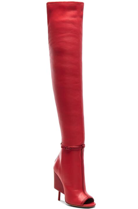 givenchy thigh high boots red|Givenchy thigh high sock boots.